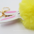 Cute Genuine Rabbit Fur Ball Pompom Keychain for Car Keyring handbag